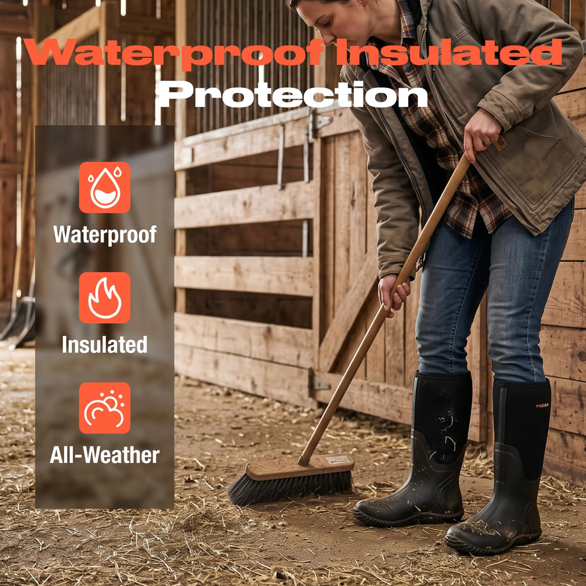Women's Waterproof Insulated Neoprene Rubber Rain Boots Y124