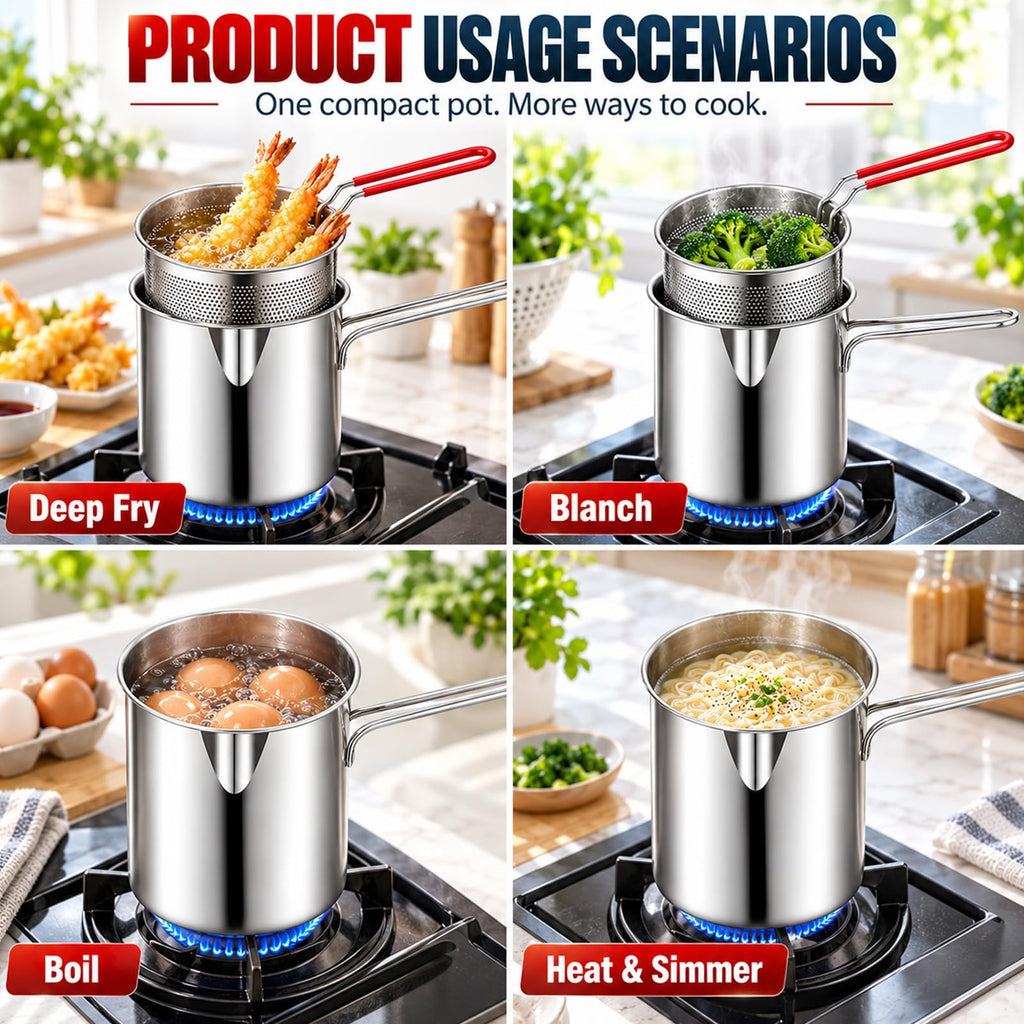 Stainless Steel Pot with Draining Basket, Five Piece Set F143410