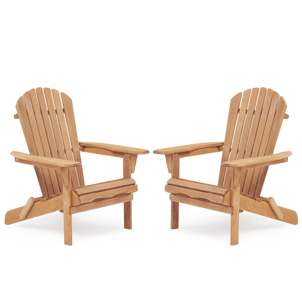 Adirondack Chair Set of 2 Wooden Folding Outdoor Chair O25754