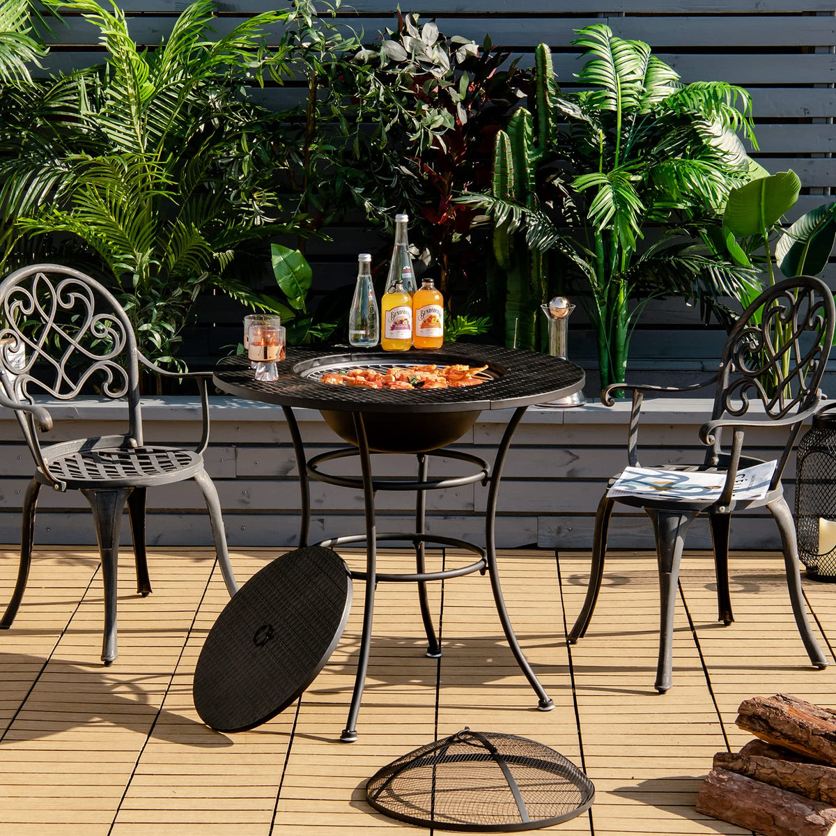 4-in-1 Outdoor Fire Pit Dining Table A193