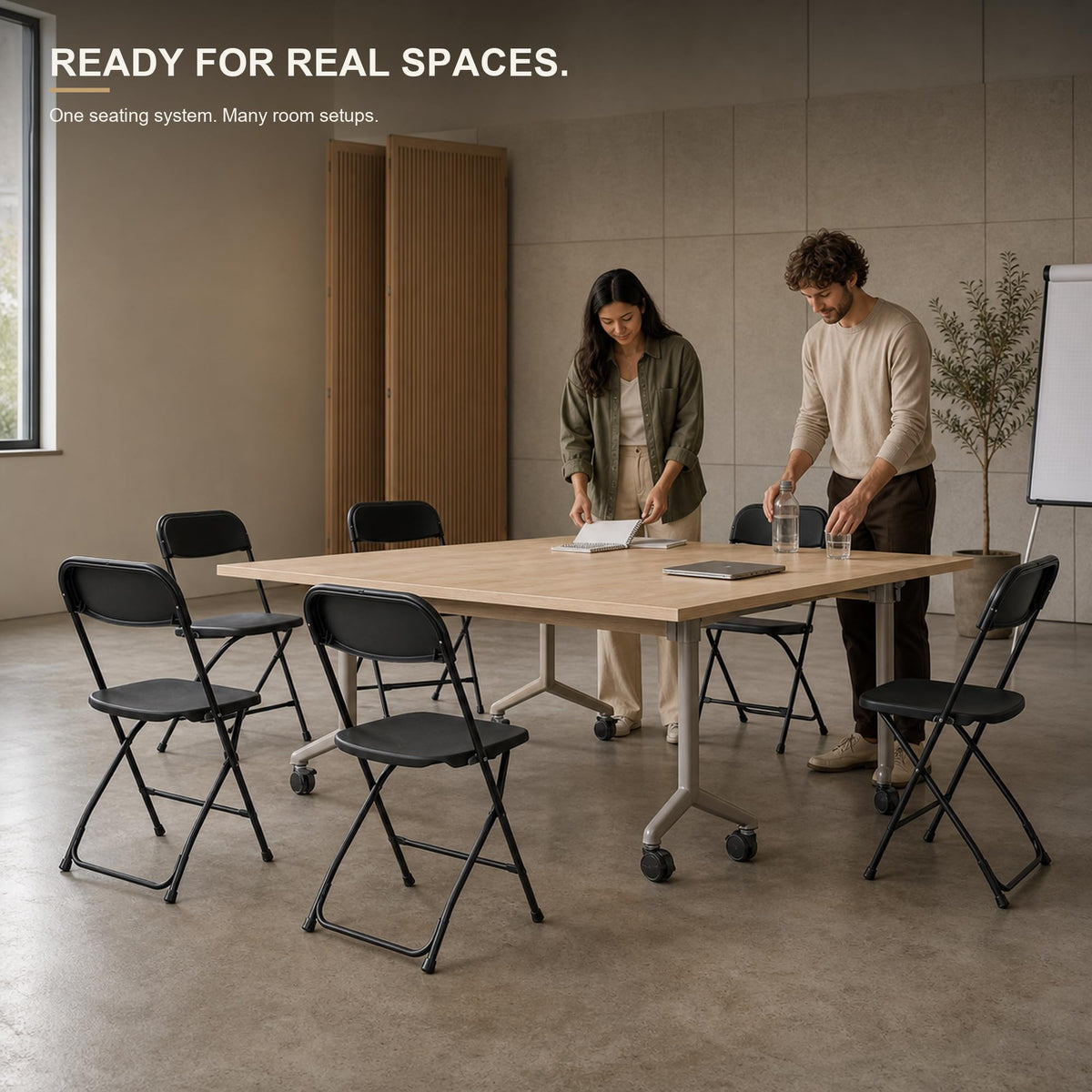 10 Pack Black Plastic Folding Chairs N36919