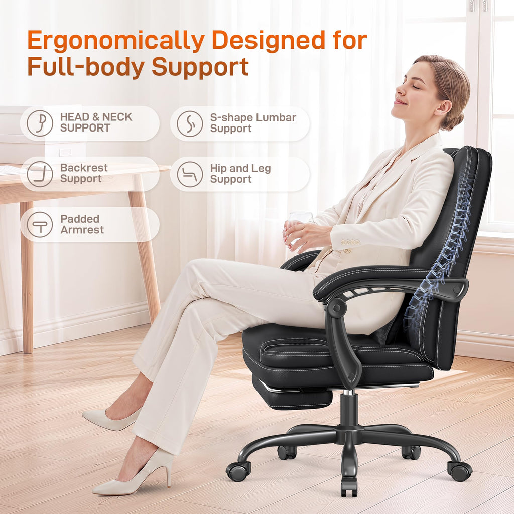 Black Ergonomic Office Chair with Foot Rest Z570