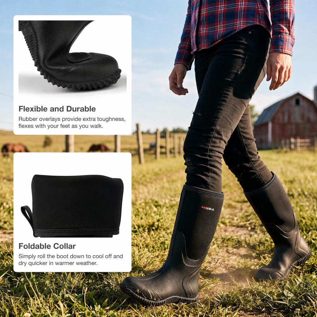 Women's Waterproof Insulated Neoprene Rubber Rain Boots Y124