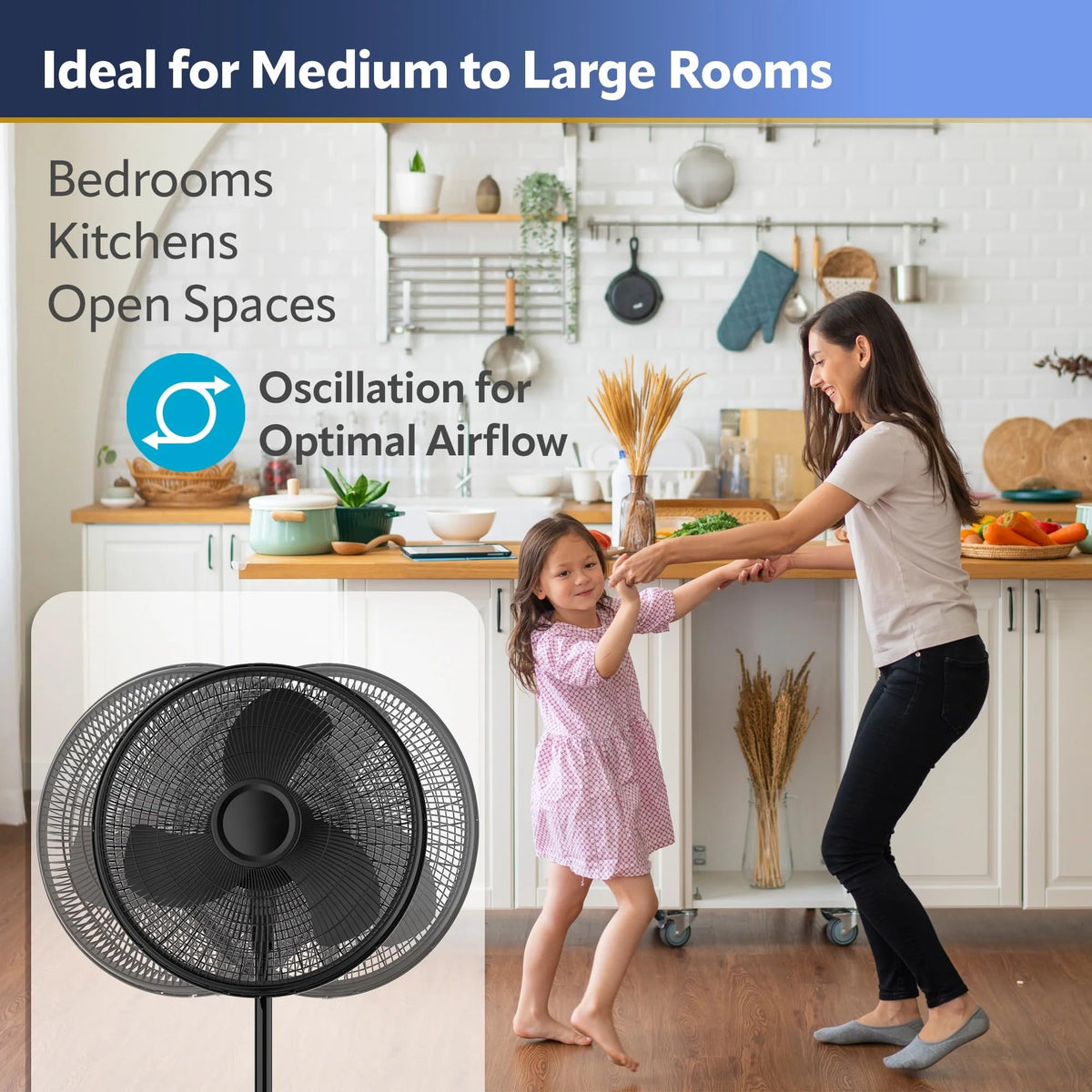 16" Oscillating Adjustable Pedestal Fan A308