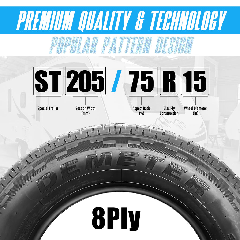 4 Radial Trailer Tires 205/75R15 8 Ply J511