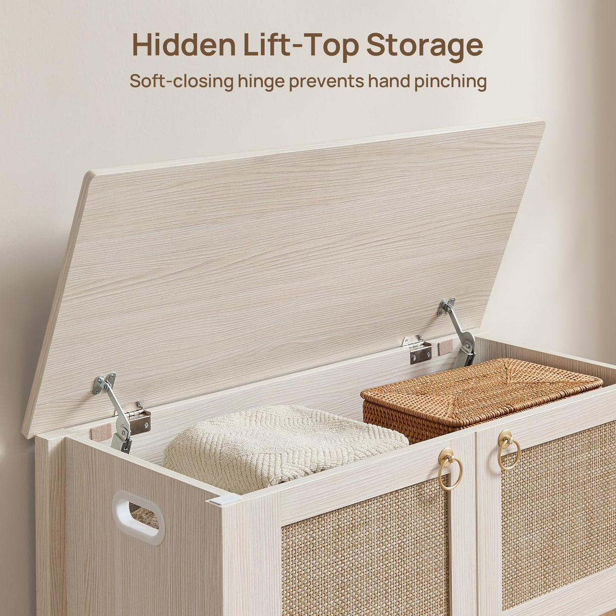 Rattan Storage Bench with 2 Safety Hinges N971428