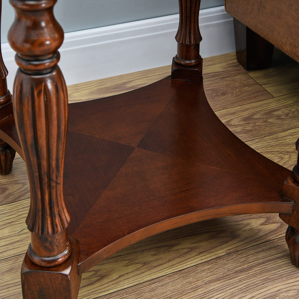 Wood Oval End Table with Glass Top Y237090