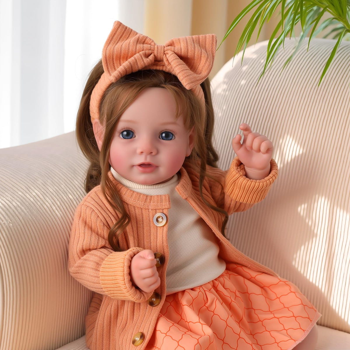 20 Inch Reborn Baby Dolls with Brown Hair W704893