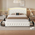 White Full Size Bed Frame with 4 Storage Drawers H4600
