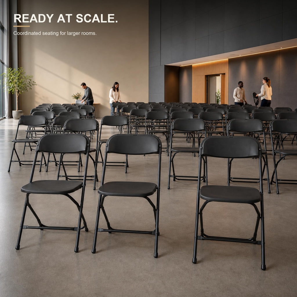 10 Pack Black Plastic Folding Chairs N36919