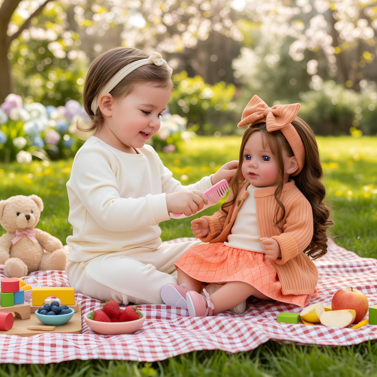 20 Inch Reborn Baby Dolls with Brown Hair W704893