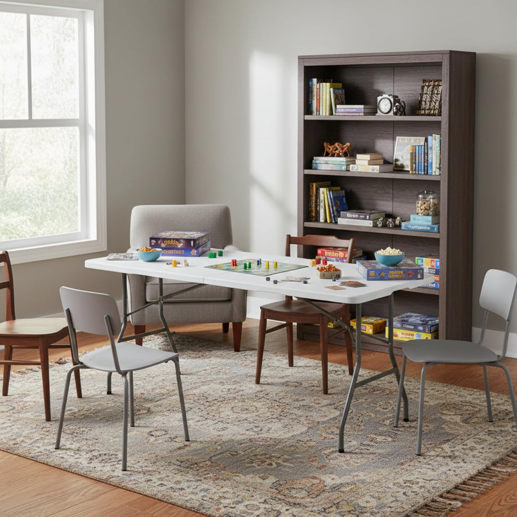 6FT White Folding Table with Carry Handle G723853