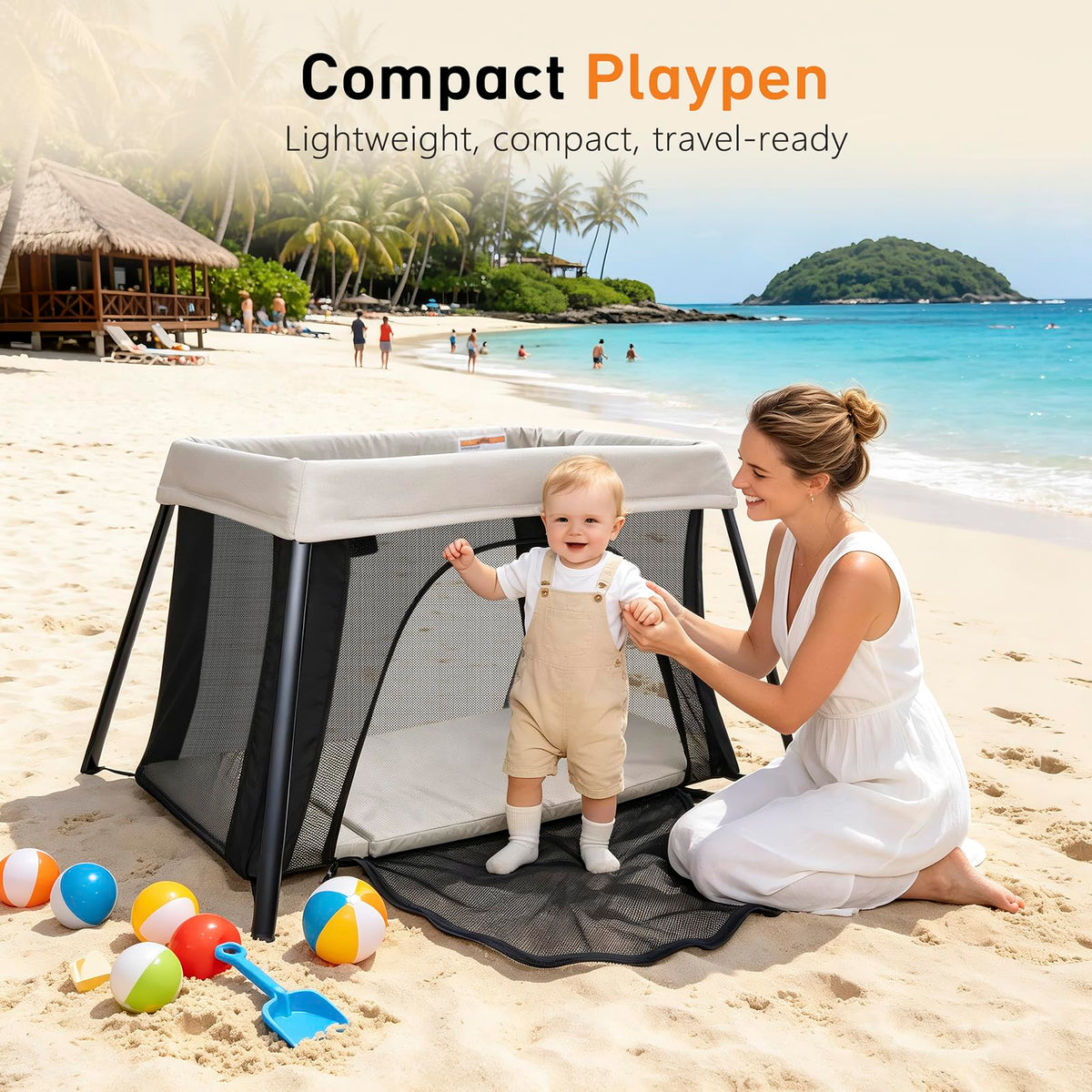 Beige Portable Travel Bassinet H8587