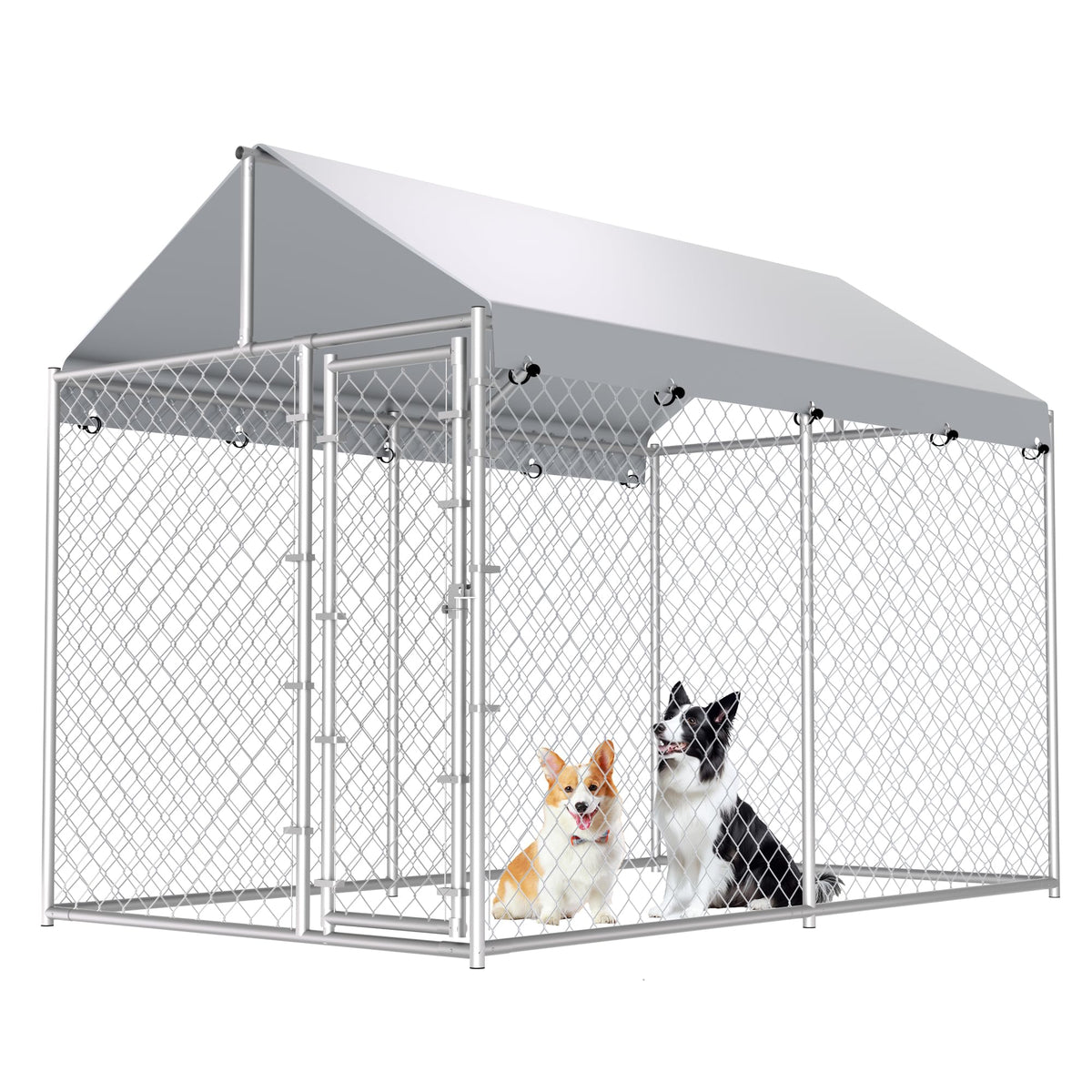 Heavy Duty Galvanized Steel Dog Kennel with Lockable Door and Water-Resistant Roof E930