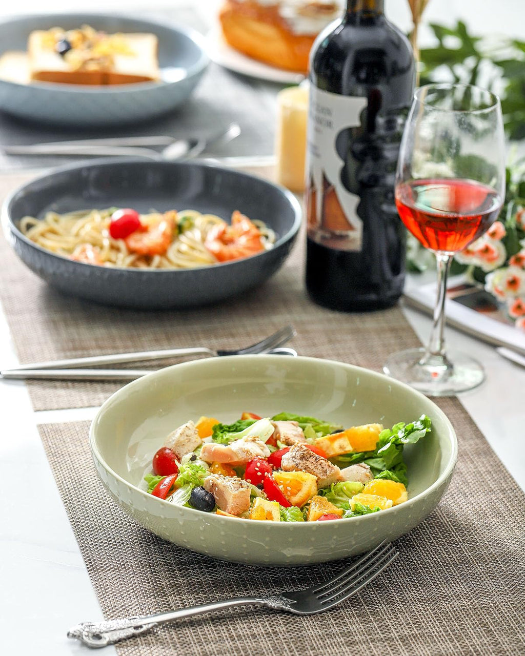 9.1'' 42 OZ Ceramic Pasta Bowls Set of 4 P1137
