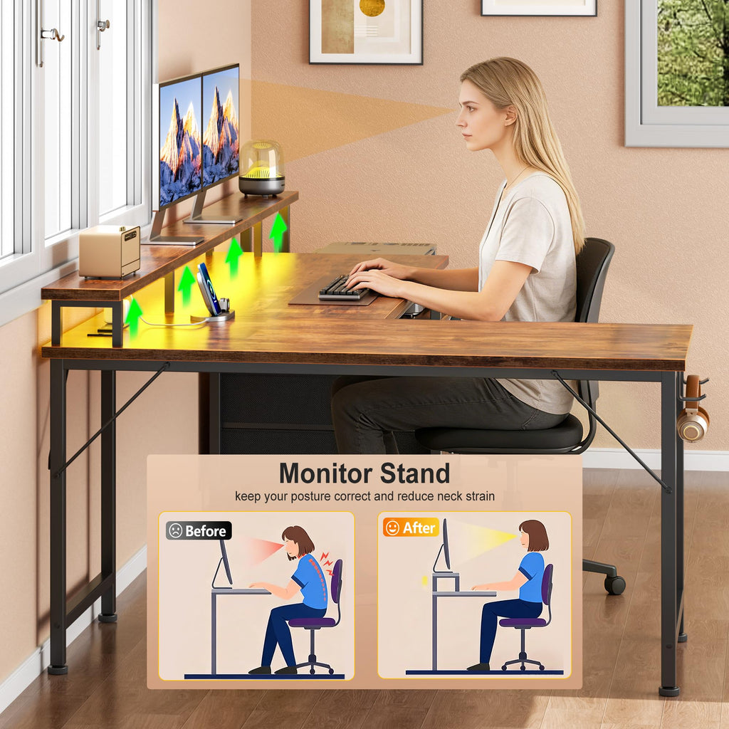 66'' L Shaped Computer Desk with Storage Drawers T668421