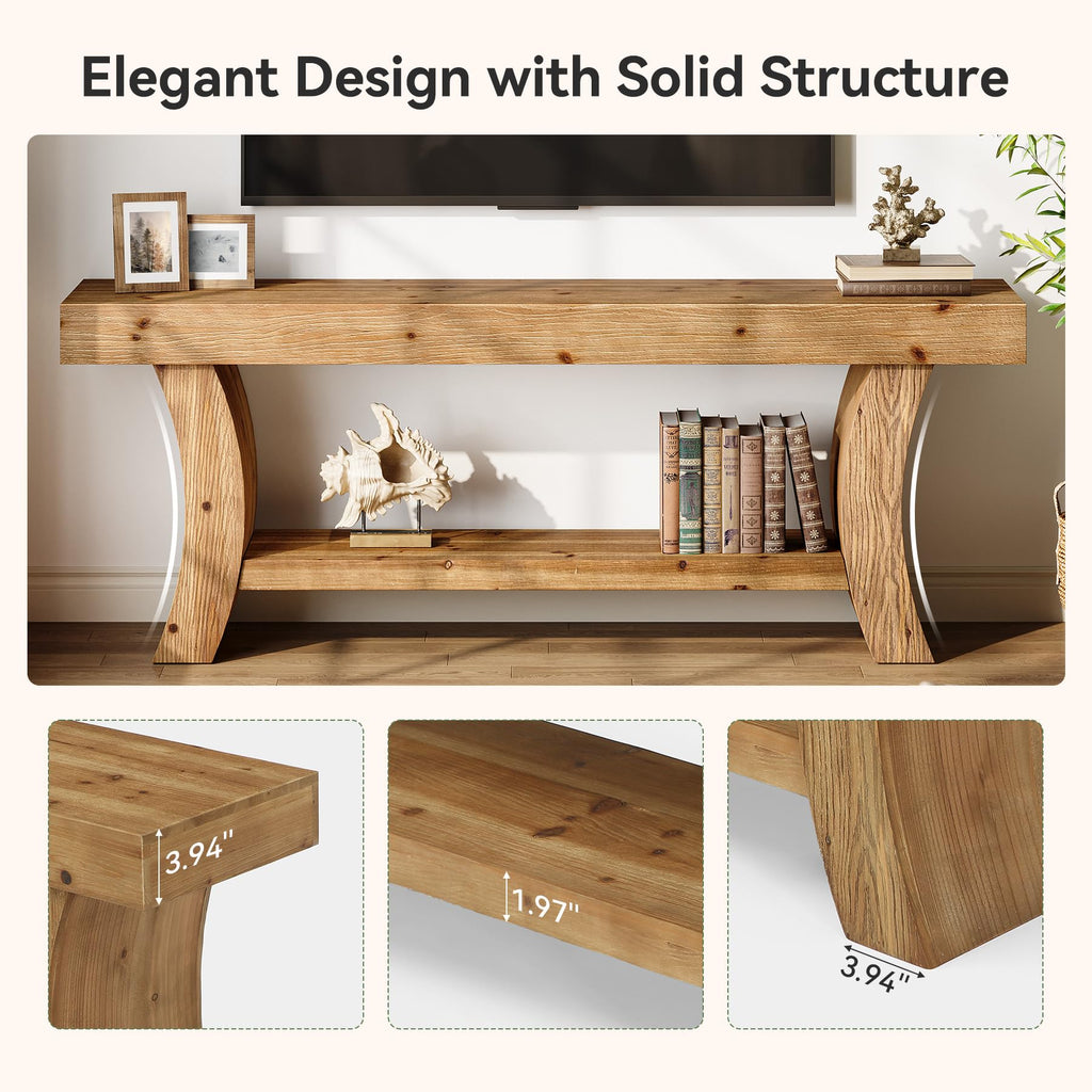 63" Solid Wood TV Stand with Storage Q30515