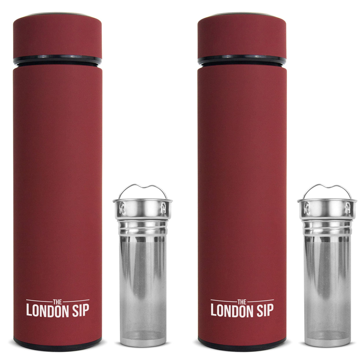 Travel Mug and Tumbler Hot and Cold Double Wall Stainless Steel Thermos, Sacred Red, Pack of 2 W390961