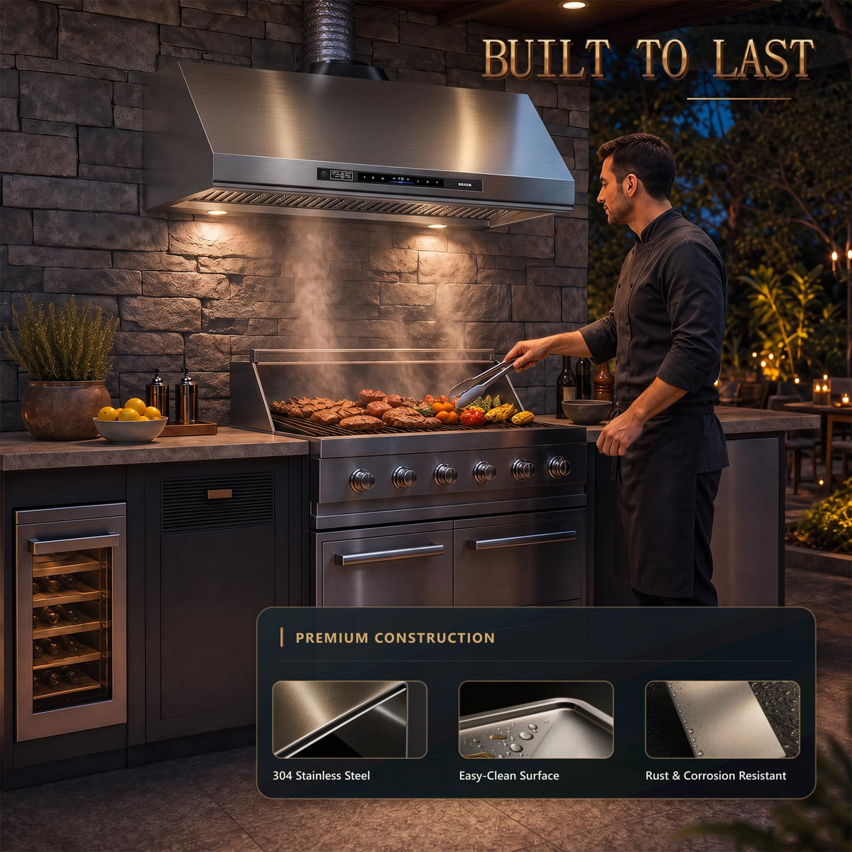 48 Inch Outdoor Range Hood with 4-Speed Fan and LED Lights R6309