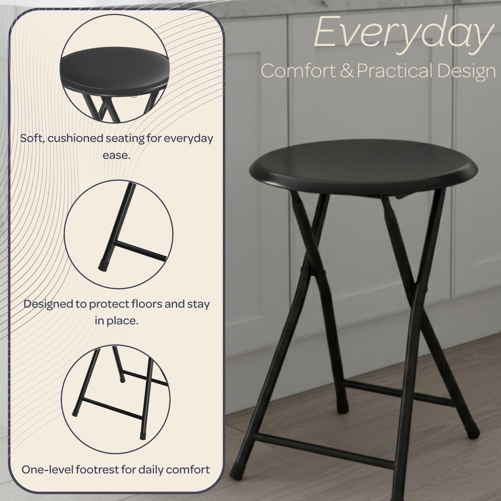 Black 18 Inch Portable Folding Stool T5701