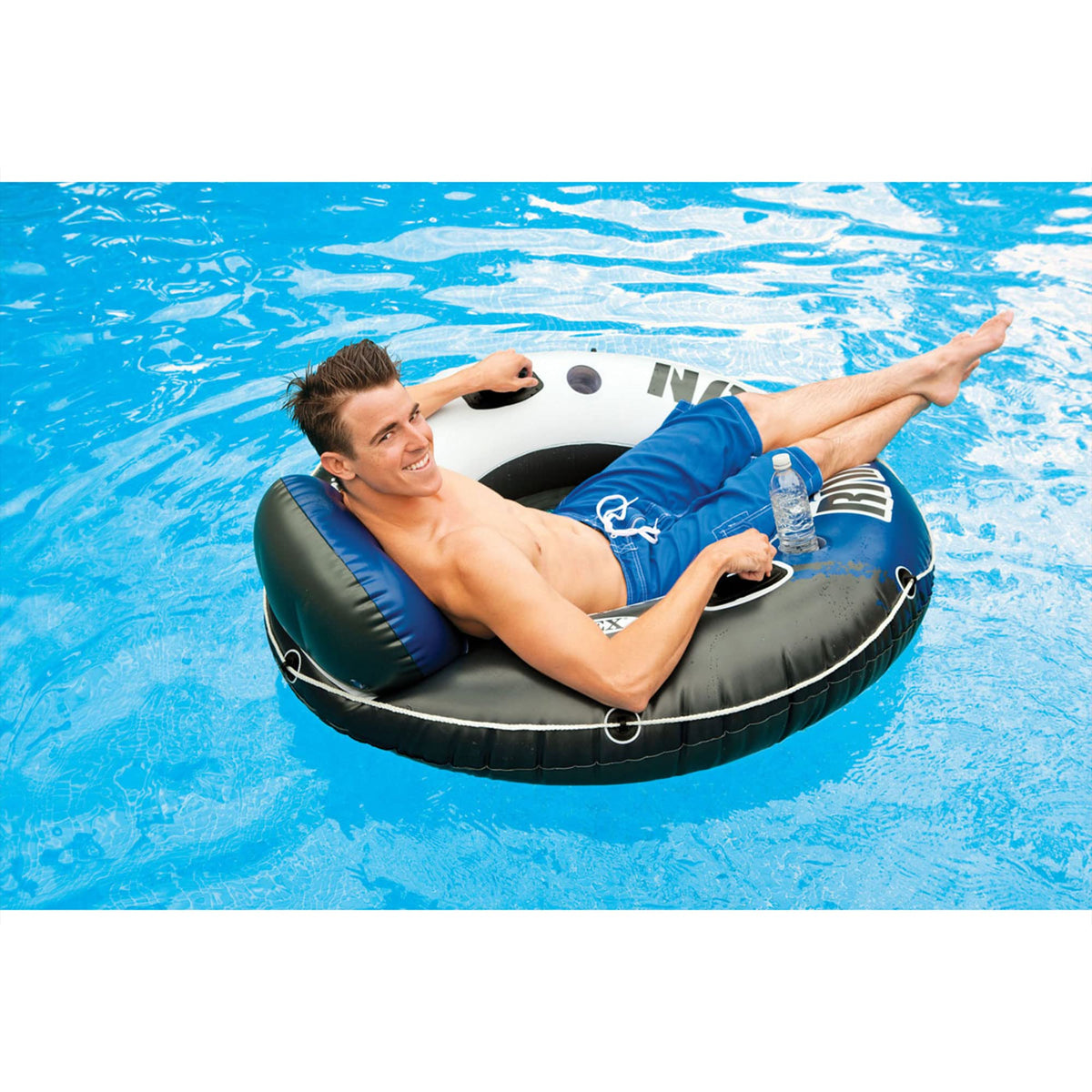 Inflatable Floating Lounge with Built-in Cup Holders O1687