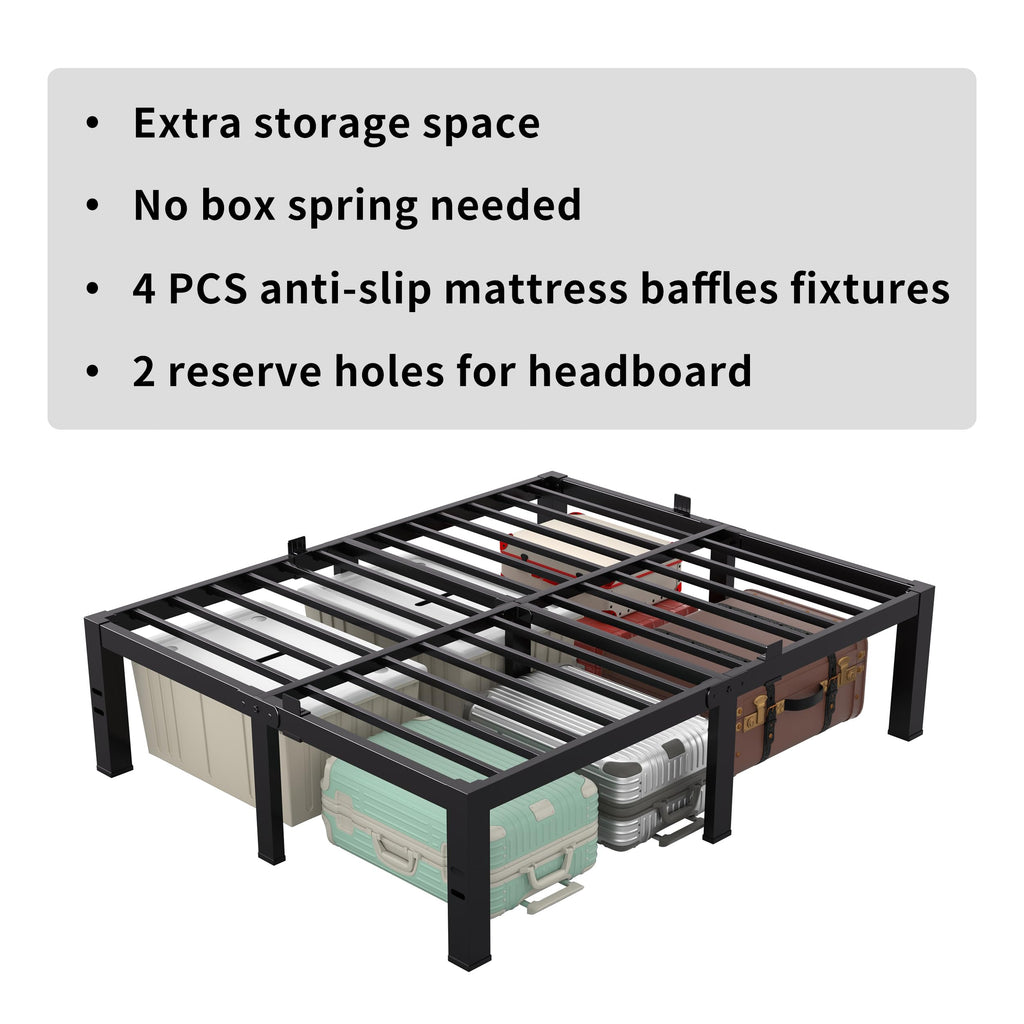 18 Inch King Size Black Metal Bed Frame O7719