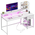 44" White Gaming Desk with Hutch & Shelves W290300