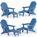 Blue HDPE Adirondack Chairs with Footrest Set of 4 Y97631