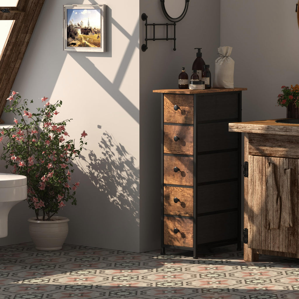 Narrow 5 Drawers Fabric Dresser P95893