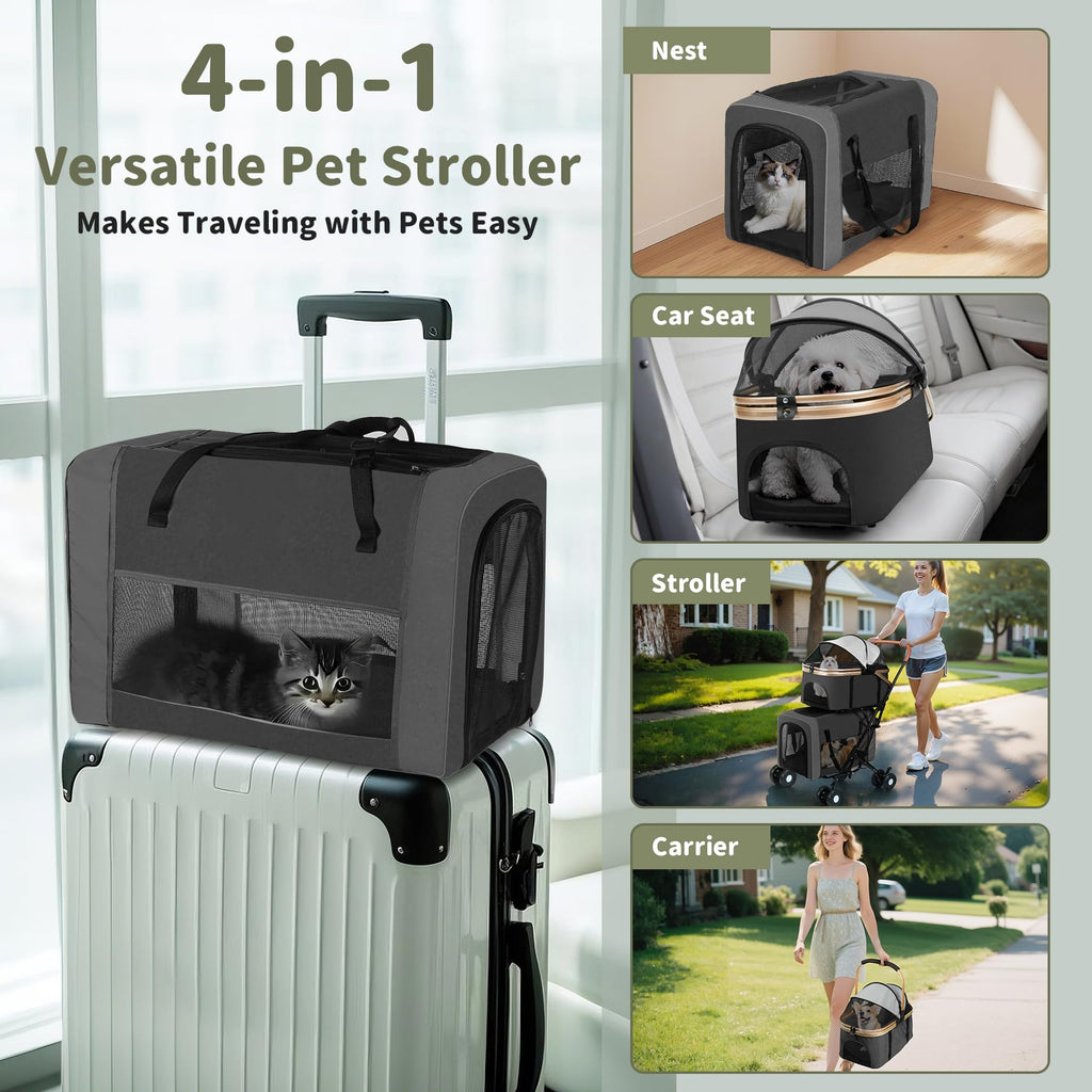 Double Pet Stroller with 4 Lockable Wheels E452268