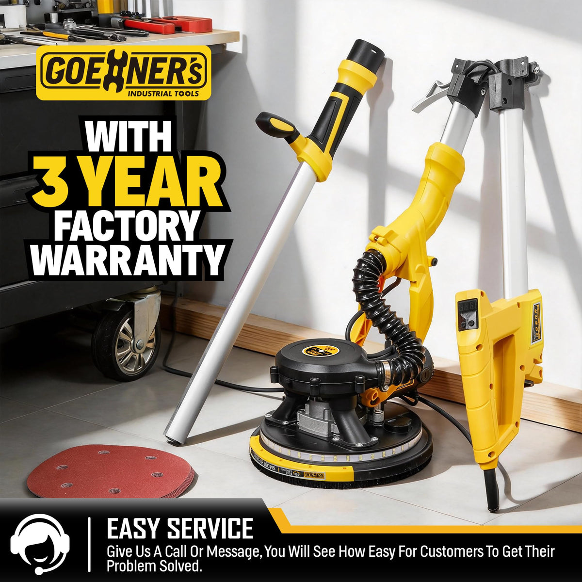 950W Electric Drywall Sander with Vacuum Dust Collector B942759