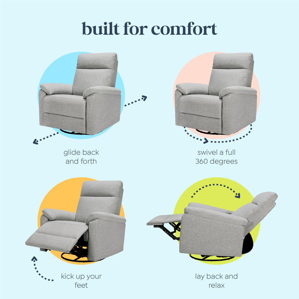 Frost Grey Recliner Glider with 360 Swivel V303