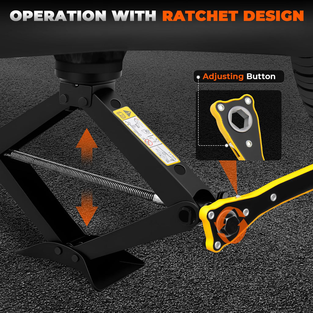 3-Ton Scissor Jack Kit with Rubber Jack Pads L34610