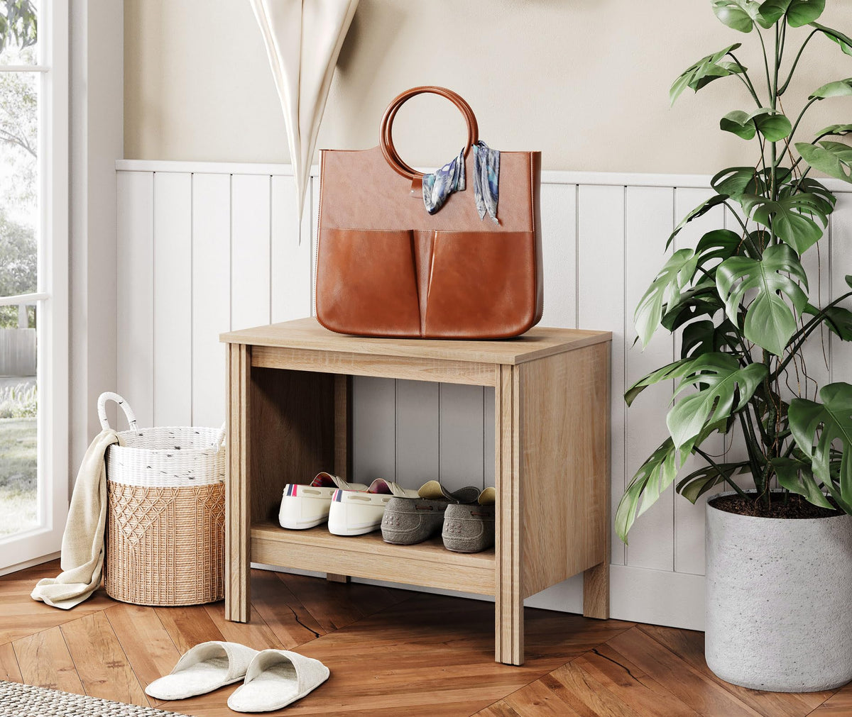 Set of 2 Square 2-Tier Nightstand with Storage B906