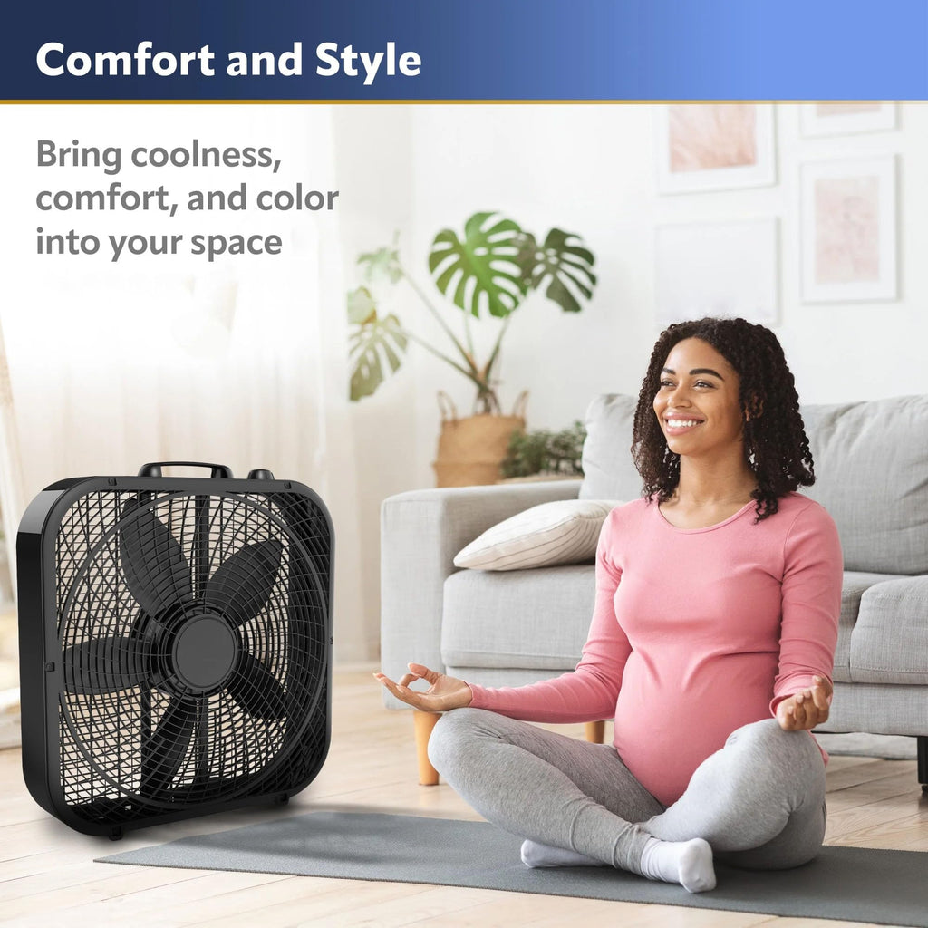 Black 20-inch 3-Speed Box Fan with Handle J76434