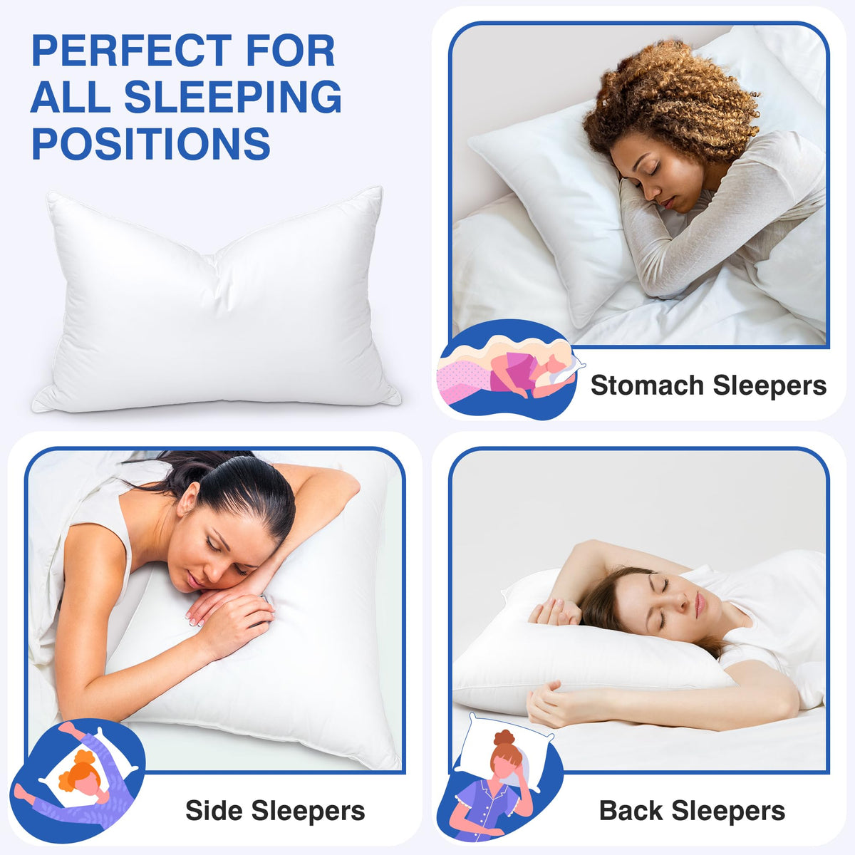 Queen Size Set of 2 Feather Pillows J233672