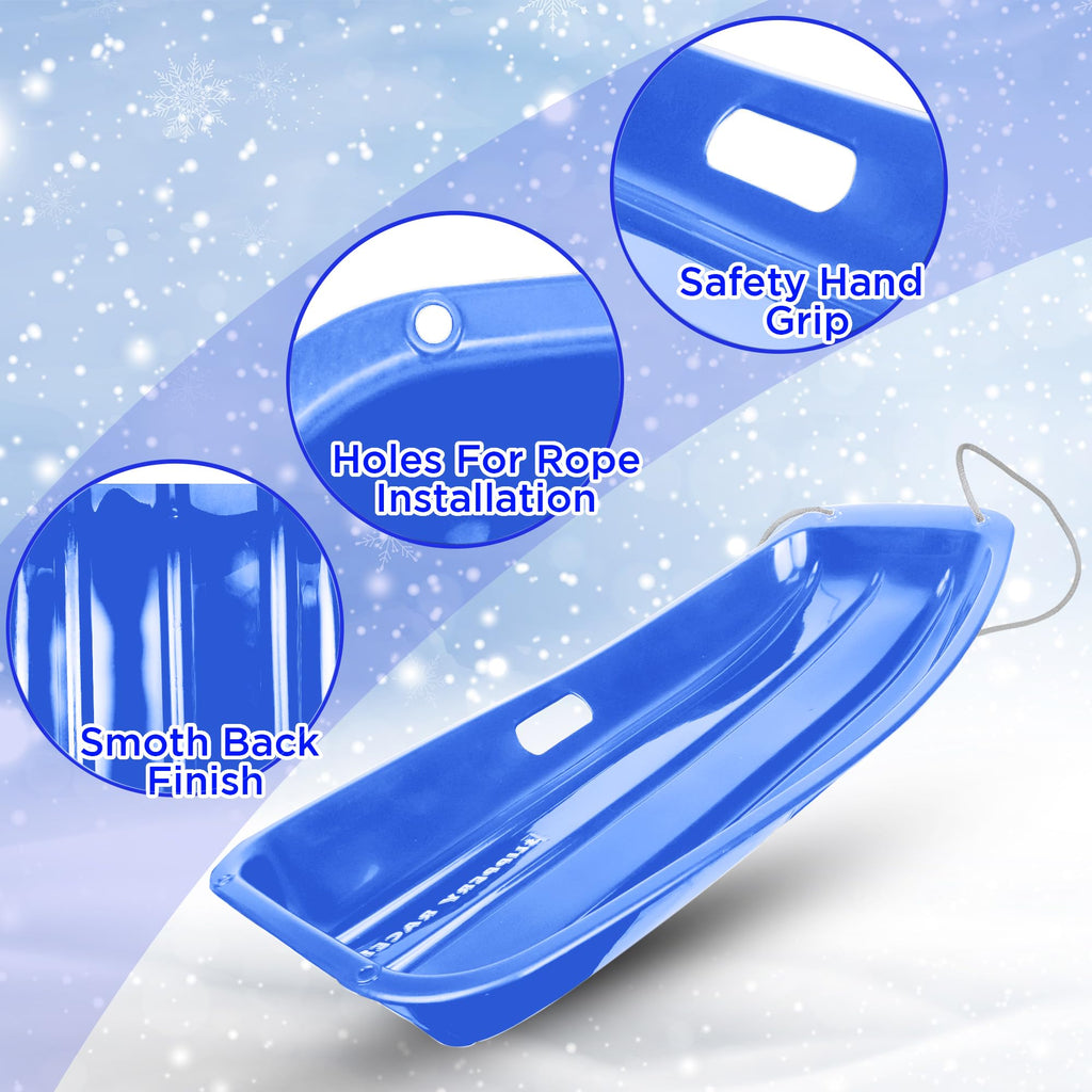 Kids Plastic Snow Sled with Pull Rope and Handles L9059