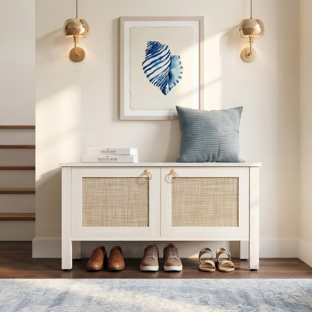 Rattan Storage Bench with 2 Safety Hinges N971428