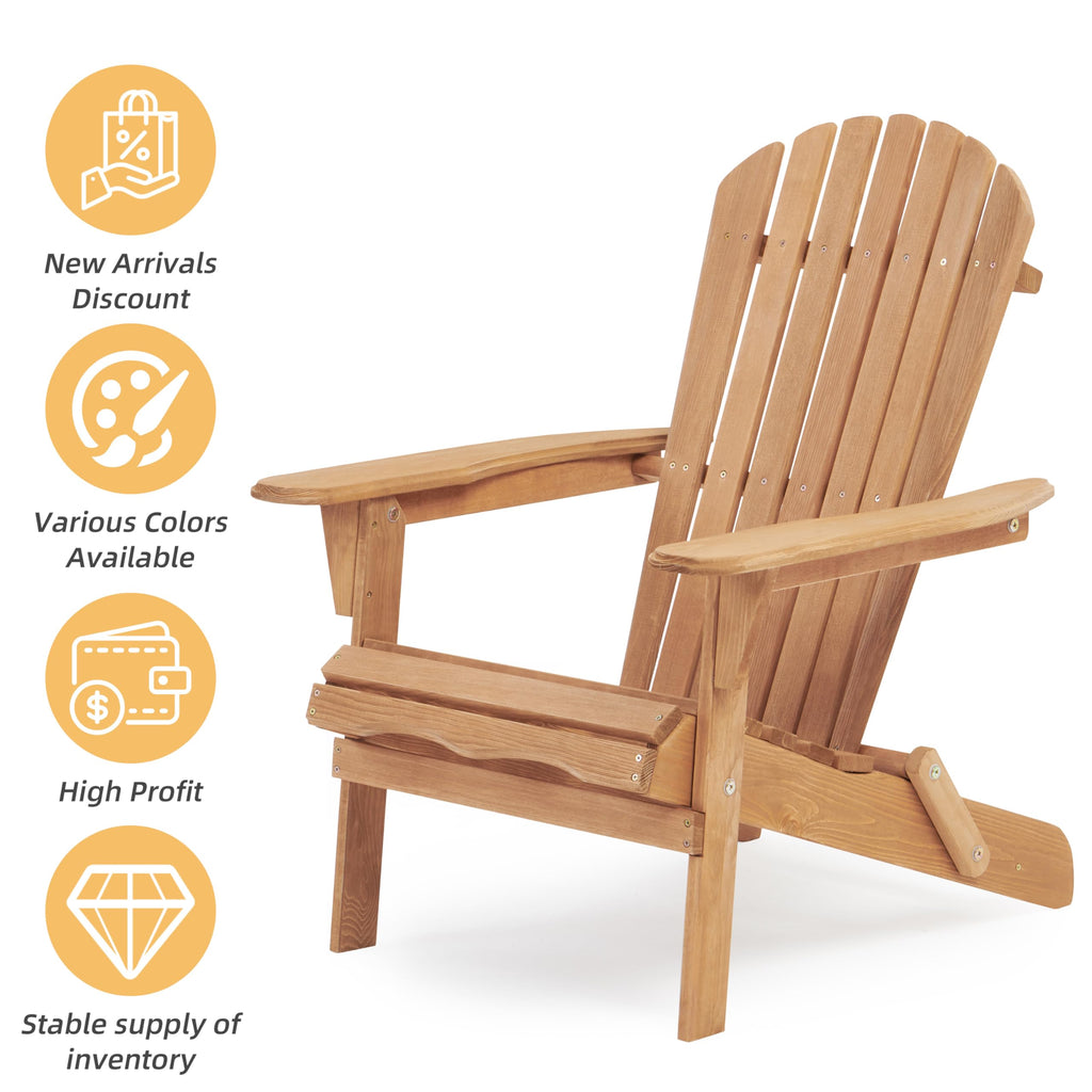 Adirondack Chair Set of 2 Wooden Folding Outdoor Chair O25754