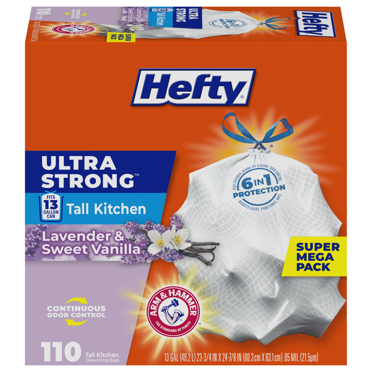 13 Gal Lavender Vanilla Kitchen Trash Bags Z550