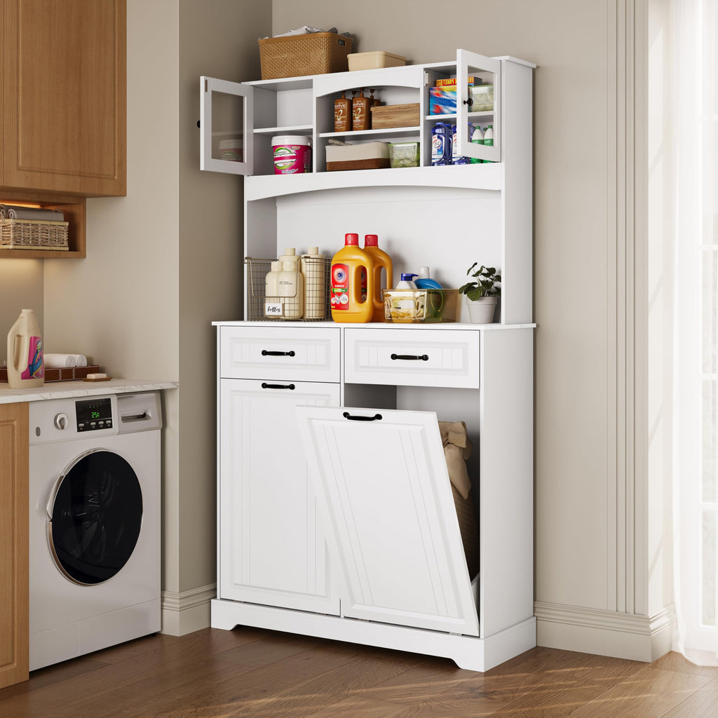 Tilt Out Trash Can Cabinet with Power Outlet M80728