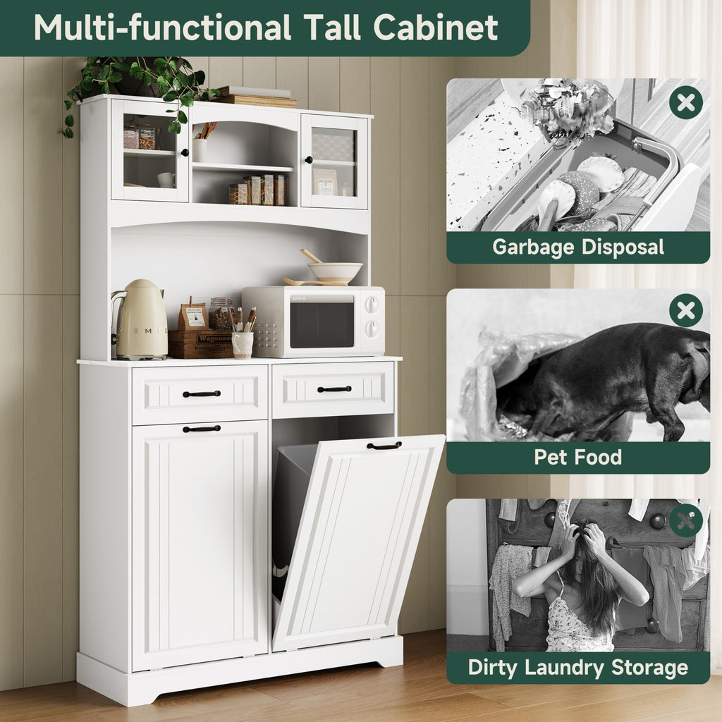 Tilt Out Trash Can Cabinet with Power Outlet M80728