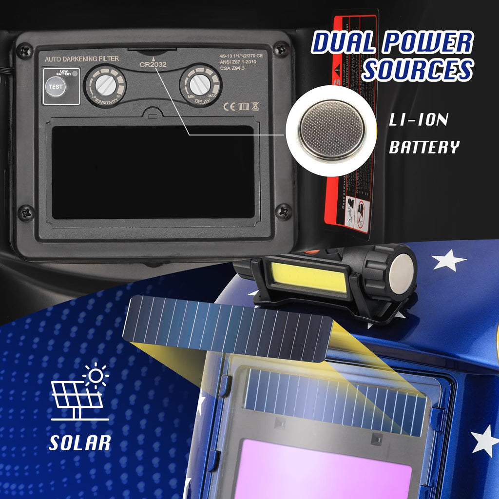 Auto Darkening Welding Helmet with LED Light W9019