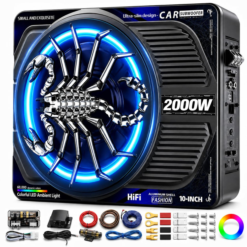 2000W 10 Inch Underseat Car Subwoofer and Amp Package I602213
