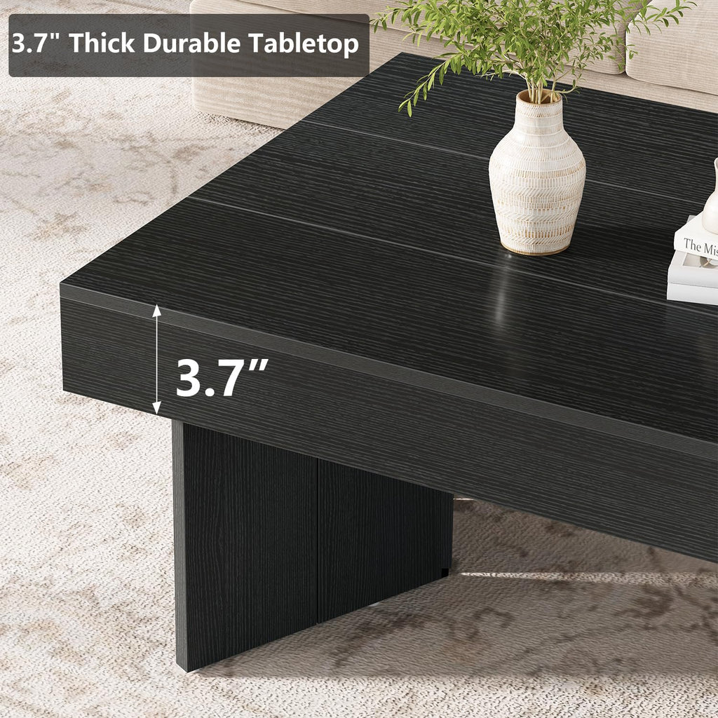 47" Black Wood Rectangle Coffee Table K771843
