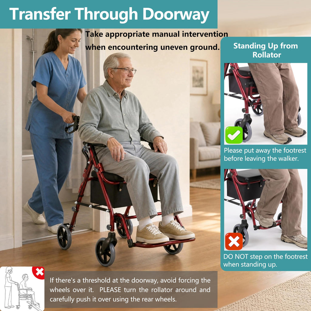 2-in-1 Rollator Walker with Seat F831540