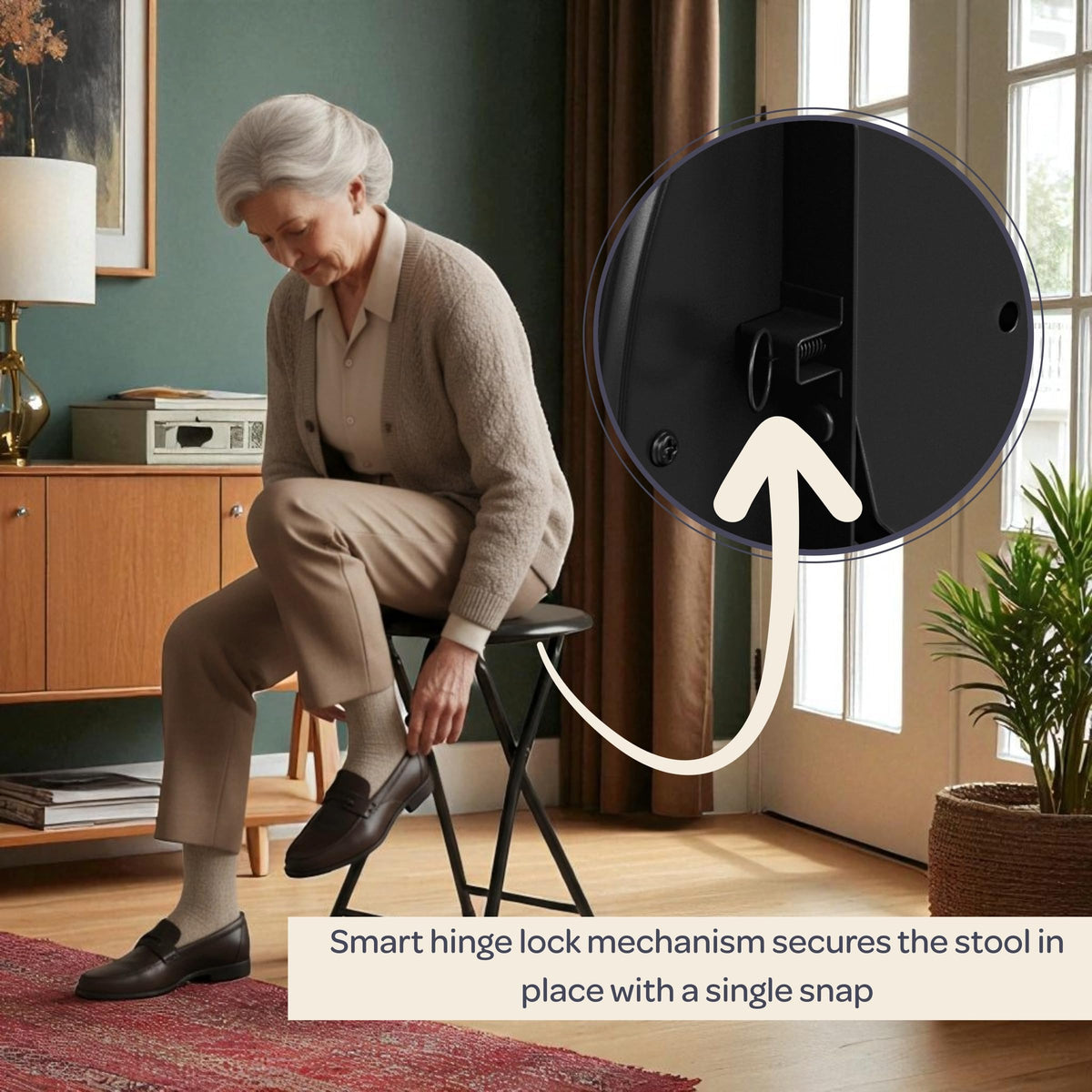 Black 18 Inch Portable Folding Stool T5701