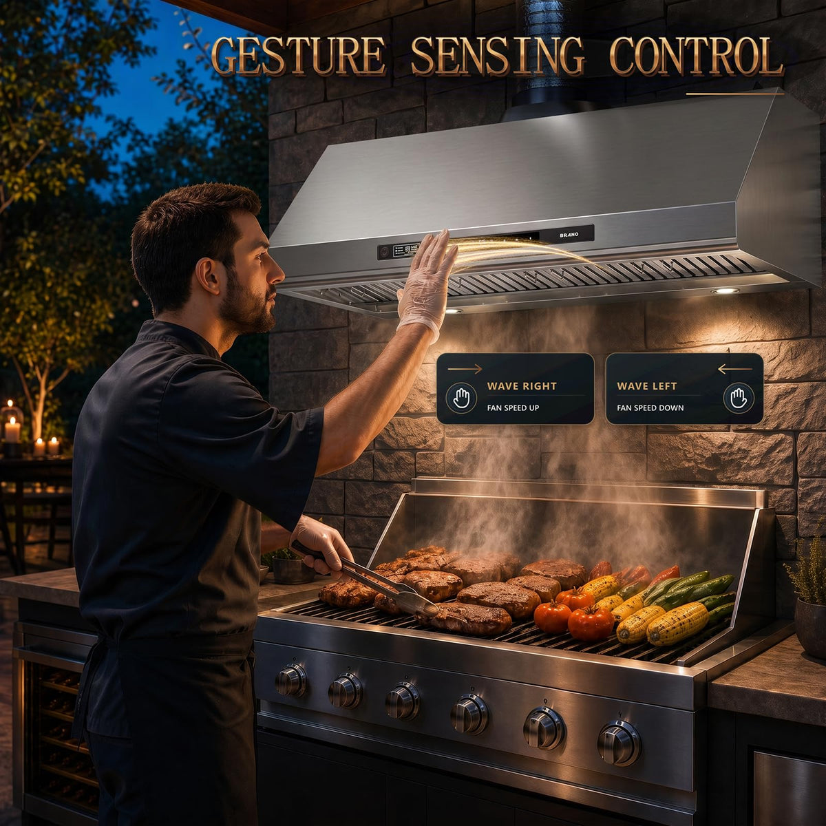48 Inch Outdoor Range Hood with 4-Speed Fan and LED Lights R6309