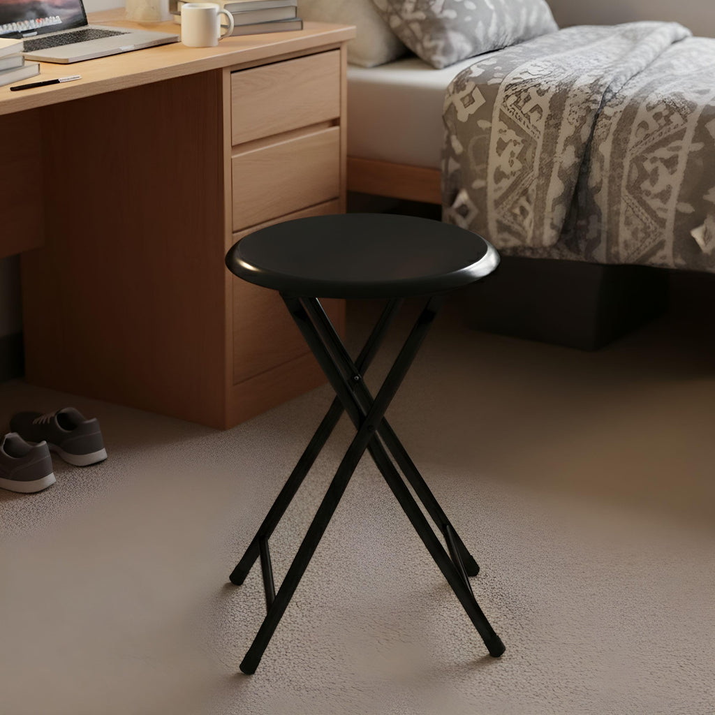 Black 18 Inch Portable Folding Stool T5701