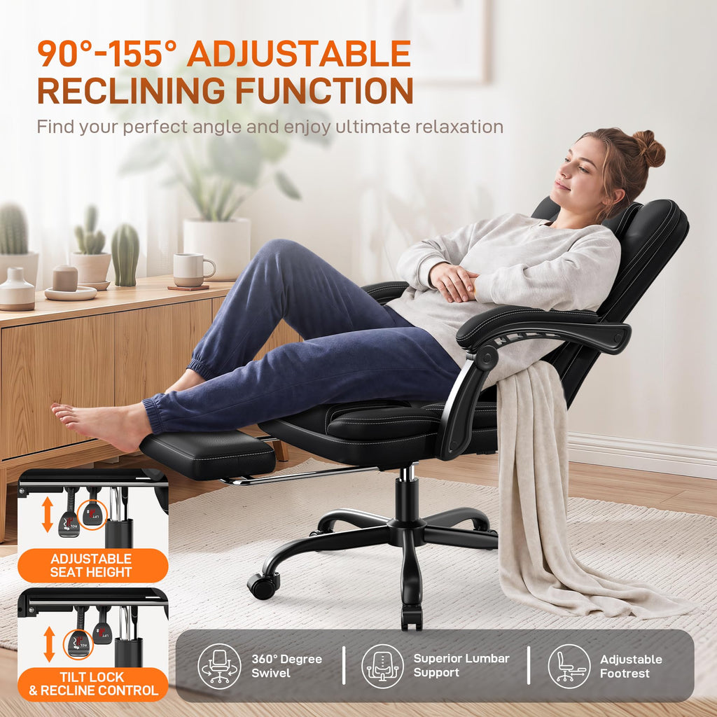 Black Ergonomic Office Chair with Foot Rest Z570
